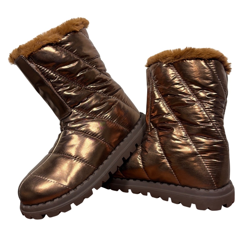NWOT Jambu Icicle Metallic Bronze Quilted Faux Fur Winter Boots J3ICE18 Women 9M